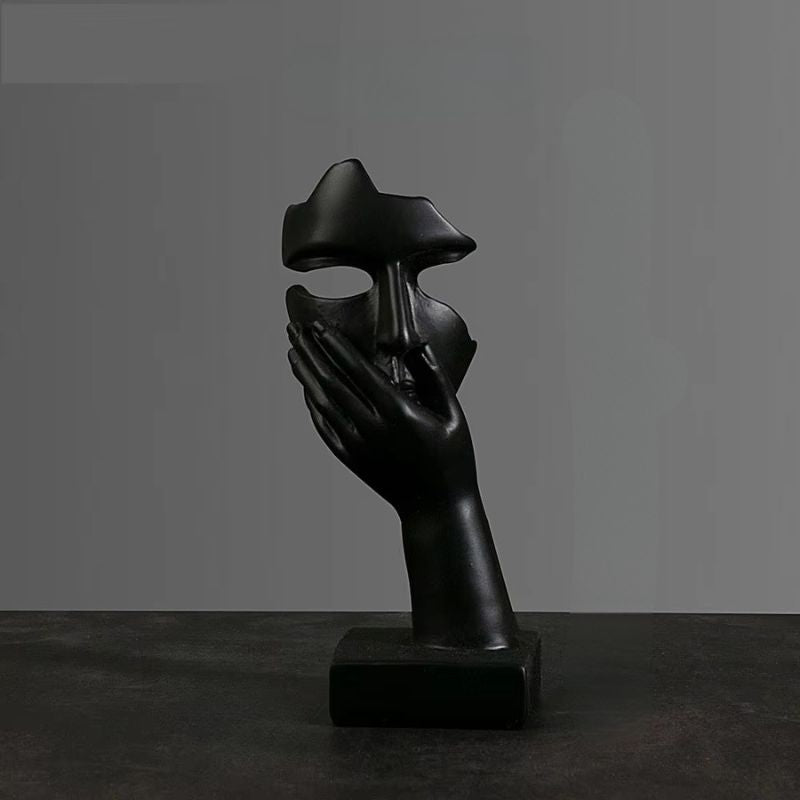 Abstrakt Svart Maskfigur i Resin – Elegant Dekoration för Hem och Kontor