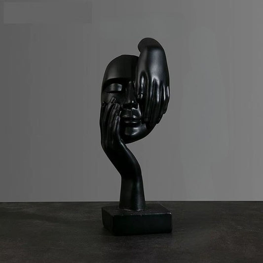 Abstrakt Svart Maskfigur i Resin – Elegant Dekoration för Hem och Kontor