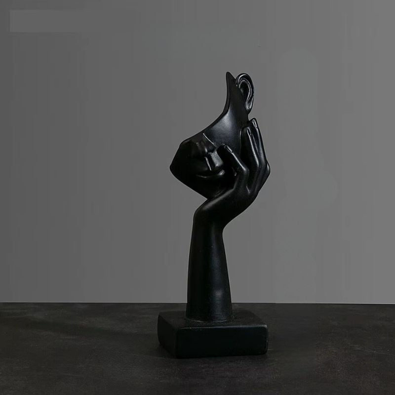 Abstrakt Svart Maskfigur i Resin – Elegant Dekoration för Hem och Kontor