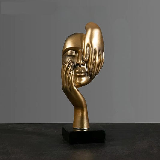 Abstrakt Guldfärgad Maskfigur i Resin – Elegant Dekoration för Hem och Kontor