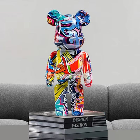 Dekorativ Björnfigur i Graffiti-stil – Modern Skulptur med Förvaring