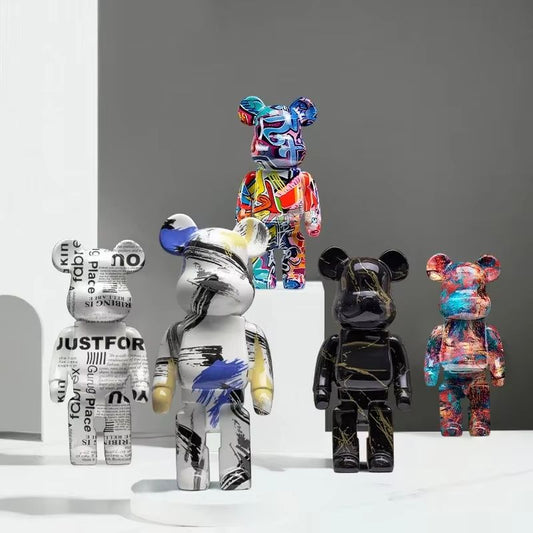 Dekorativ Björnfigur i Graffiti-stil – Modern Skulptur med Förvaring