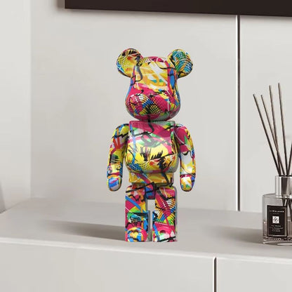 Dekorativ Björnfigur i Graffiti-stil – Modern Skulptur för Hemmet
