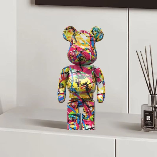 Dekorativ Björnfigur i Graffiti-stil – Modern Skulptur för Hemmet