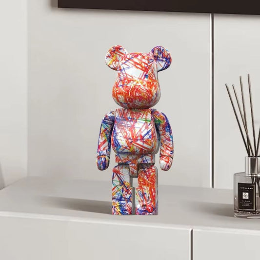 Dekorativ Björnfigur i Graffiti-stil – Modern Skulptur för Hemmet