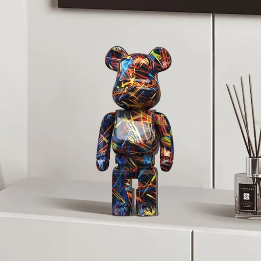 Dekorativ Björnfigur i Graffiti-stil – Modern Skulptur för Hemmet