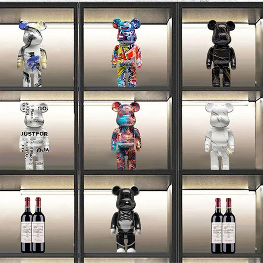 Dekorativ Björnfigur i Graffiti-stil – Modern Skulptur för Hemmet