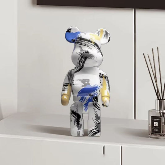 Dekorativ Björnfigur i Graffiti-stil – Modern Skulptur för Hemmet
