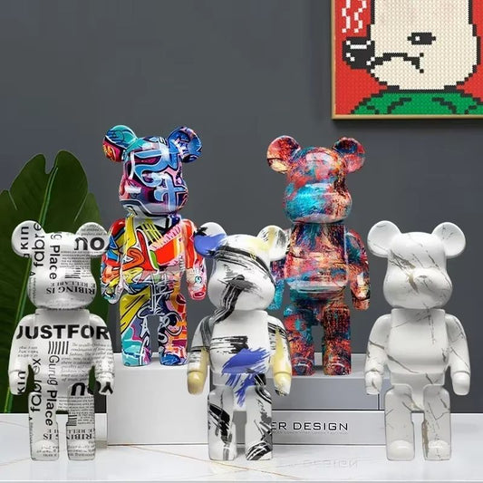 Dekorativ Björnfigur i Graffiti-stil – Modern Skulptur för Hemmet