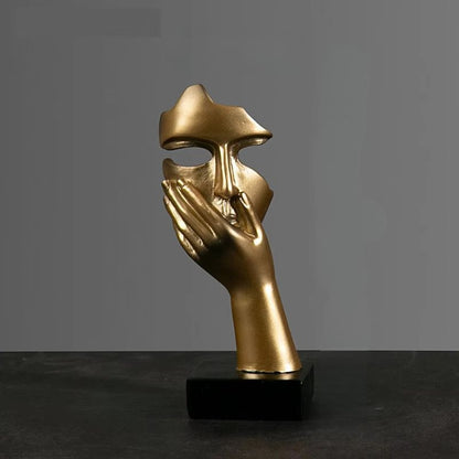 Abstrakt Guldfärgad Maskfigur i Resin – Elegant Dekoration för Hem och Kontor