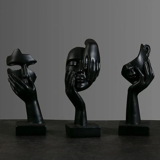 Abstrakt Svart Maskfigur i Resin – Elegant Dekoration för Hem och Kontor