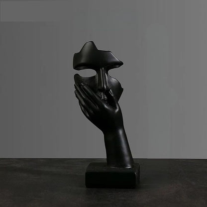 Abstrakt Svart Maskfigur i Resin – Elegant Dekoration för Hem och Kontor