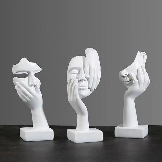 Abstrakt Vit Maskfigur i Resin – Elegant Dekoration för Hem och Kontor