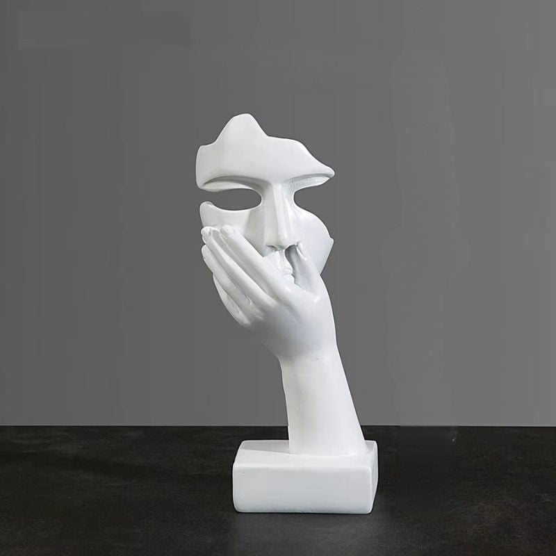 Abstrakt Vit Maskfigur i Resin – Elegant Dekoration för Hem och Kontor