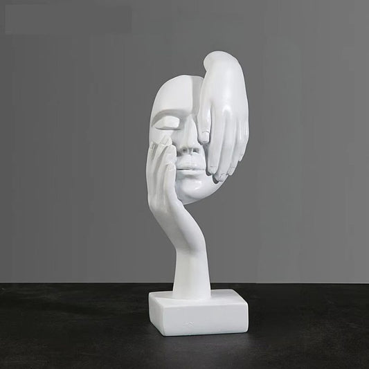 Abstrakt Vit Maskfigur i Resin – Elegant Dekoration för Hem och Kontor