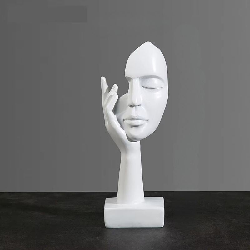 Abstrakt Vit Maskfigur i Resin – Elegant Dekoration för Hem och Kontor