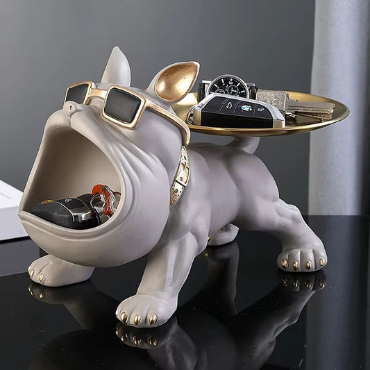 Bulldog Skulptur i Resin med Förvaring – Elegant Dekorationsfigur för Hemmet
