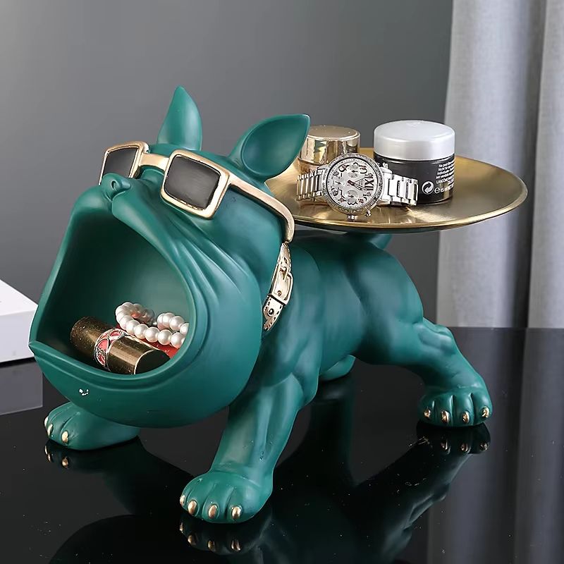 Bulldog Skulptur i Resin med Förvaring – Elegant Dekorationsfigur för Hemmet