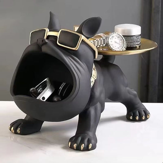 Bulldog Skulptur i Resin med Förvaring – Elegant Dekorationsfigur för Hemmet