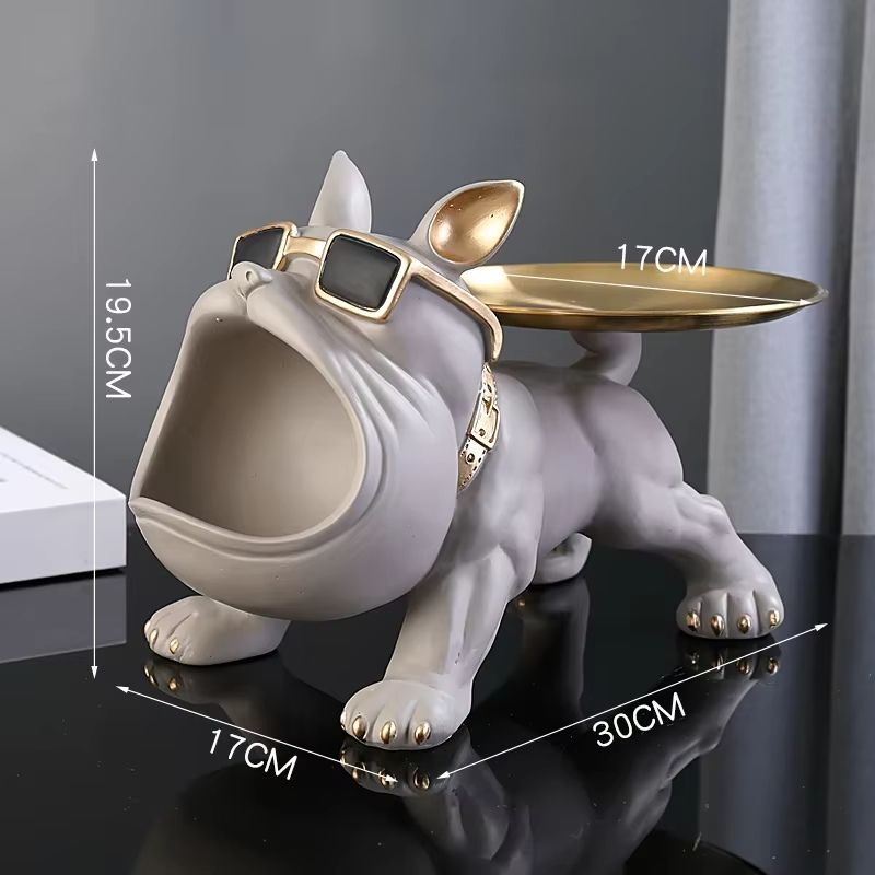 Bulldog Skulptur i Resin med Förvaring – Elegant Dekorationsfigur för Hemmet