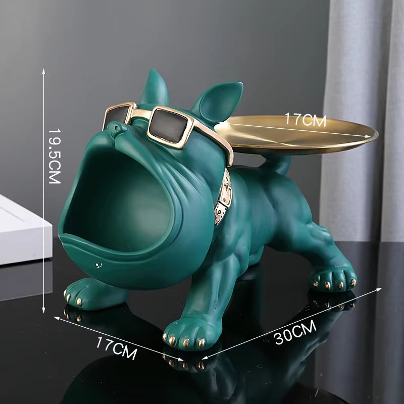Bulldog Skulptur i Resin med Förvaring – Elegant Dekorationsfigur för Hemmet