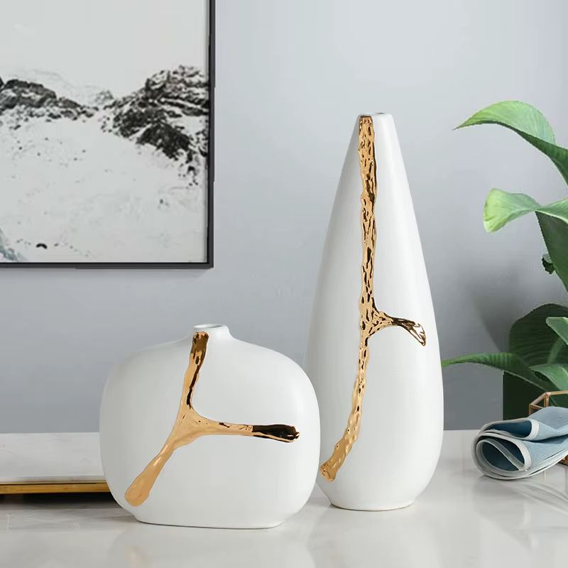 Elegant Nordic Style Keramikvas – Vit Blomsterdekoration för Hemmet