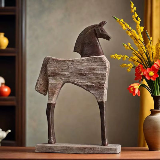 Vintage Hästskulptur – Abstrakt Design med Tidlös Karaktär