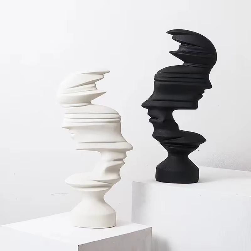 Modern Abstrakt Ansiktsskulptur – 25 cm hög