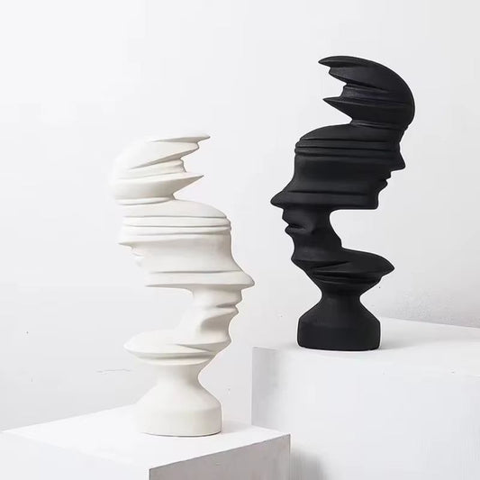 Modern Abstrakt Ansiktsskulptur – 25 cm hög