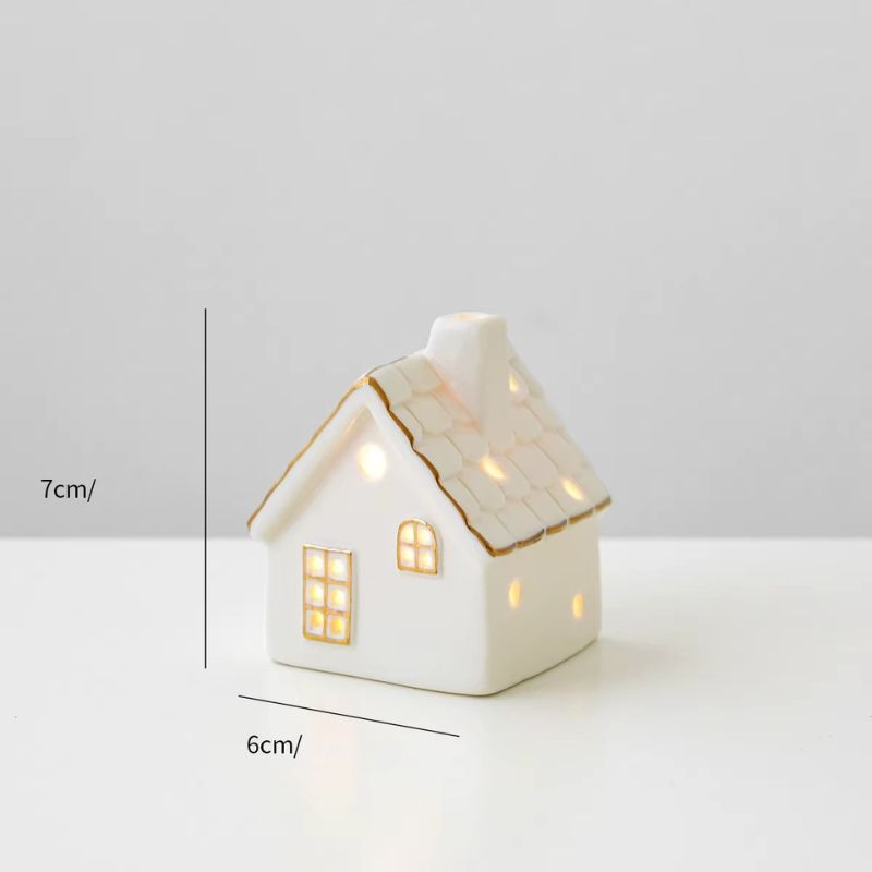 Keramikhus med Julbelysning – 3-pack Set av Glödande Snöhus som Juldekoration