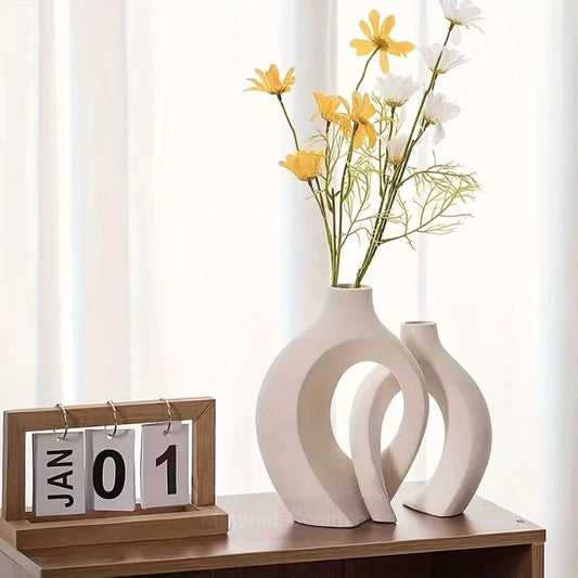 Stilrena keramikvaser i nordisk design – Set om 2 för modern inredning