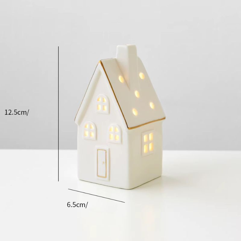 Keramikhus med Julbelysning – 3-pack Set av Glödande Snöhus som Juldekoration