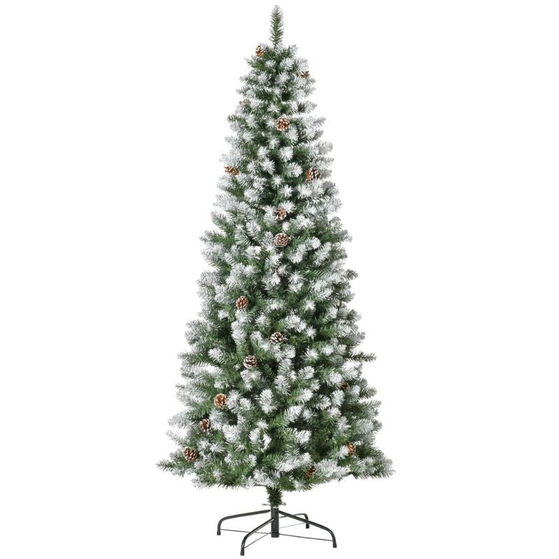 Konstgjord Julgran 180 cm – Naturtrogen Design med Snöeffekt och Kottar
