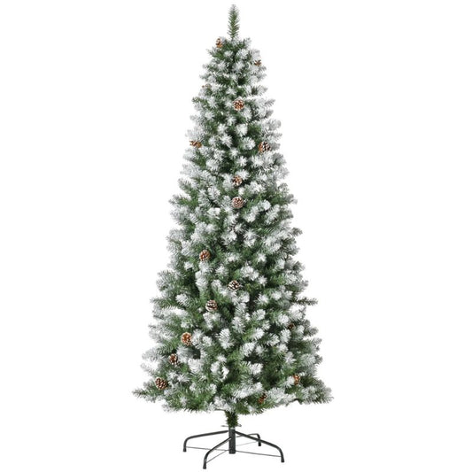Konstgjord Julgran 180 cm – Naturtrogen Design med Snöeffekt och Kottar