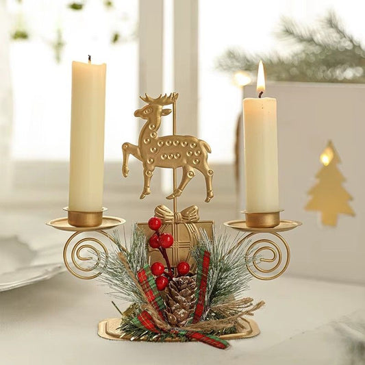 Elegant Ljusstake i Guld – Älgdesign i Järn