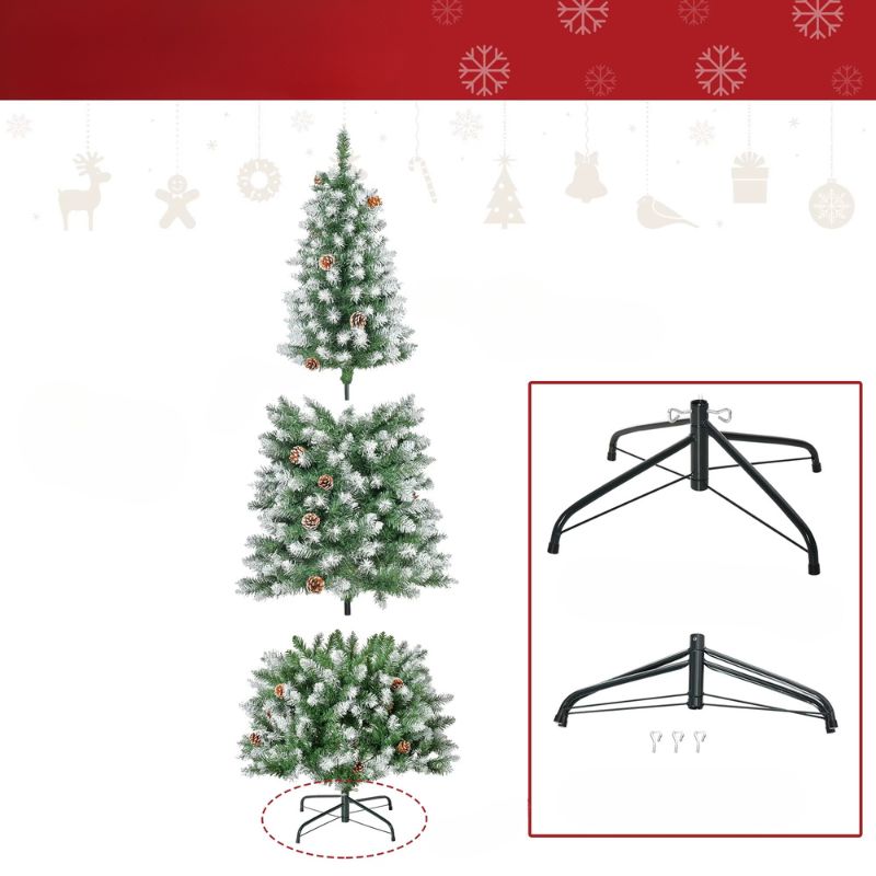 Konstgjord Julgran 180 cm – Naturtrogen Design med Snöeffekt och Kottar