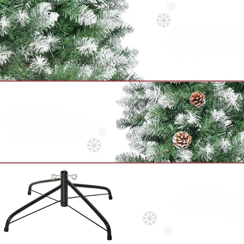 Konstgjord Julgran 180 cm – Naturtrogen Design med Snöeffekt och Kottar