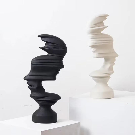 Modern Abstrakt Ansiktsskulptur – 25 cm hög